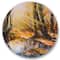Designart - Bright Sunshine Through The Forest Trees III - Lake House Metal Circle Wall Art